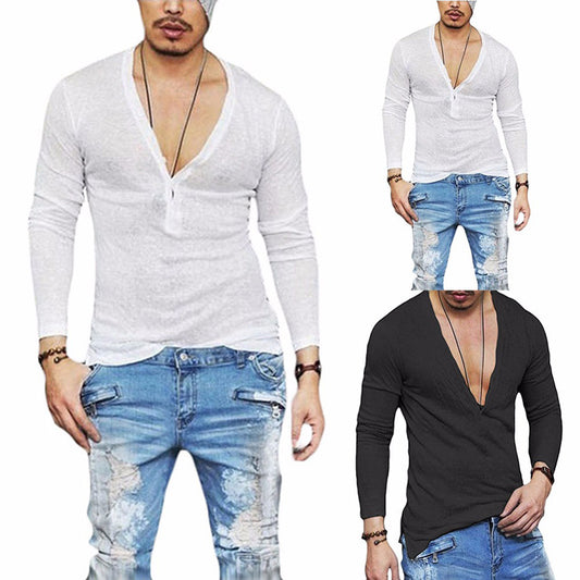 Men’s Slim Fit Long Sleeve Henley Shirt
