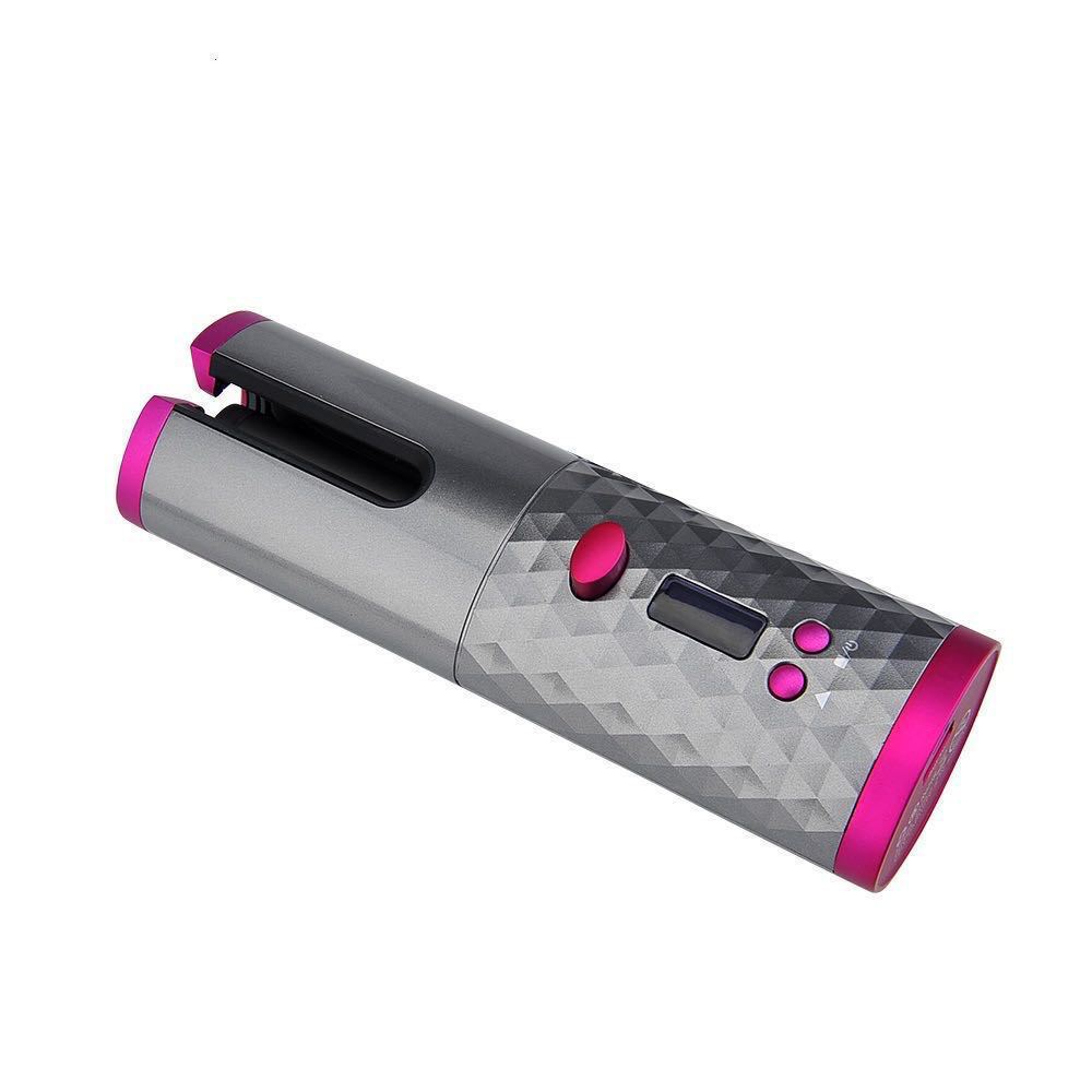 Cordless USB-rechargeable automatic curling iron with adjustable heat and timer settings for easy curls, waves, and touch-ups at home or on the go
