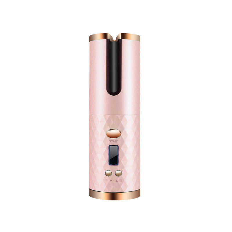 Cordless USB-rechargeable automatic curling iron with adjustable heat and timer settings for easy curls, waves, and touch-ups at home or on the go