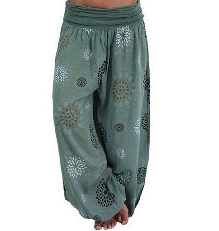 Womens Boho Printed Harem Pants