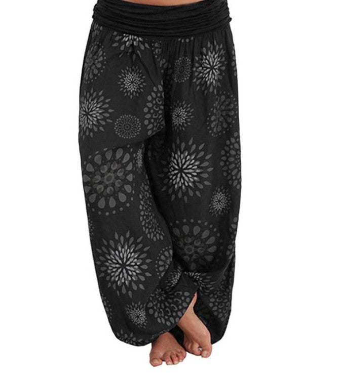 Womens Boho Printed Harem Pants