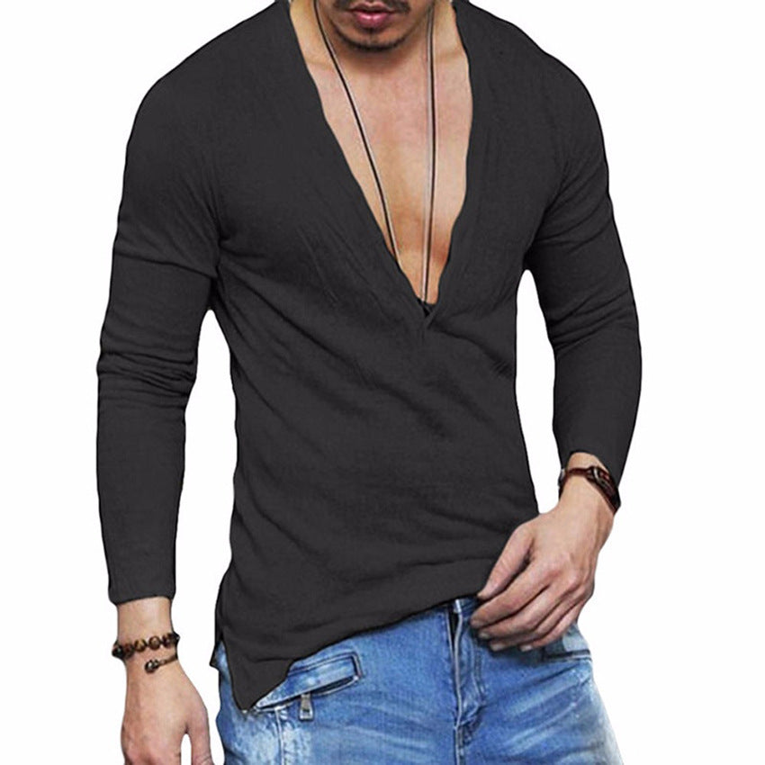 Men’s Slim Fit Long Sleeve Henley Shirt