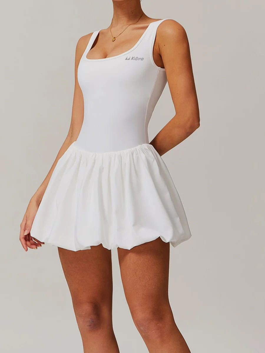 HOT-Bubble Tennis Dress- White/Blue/Pink/Black