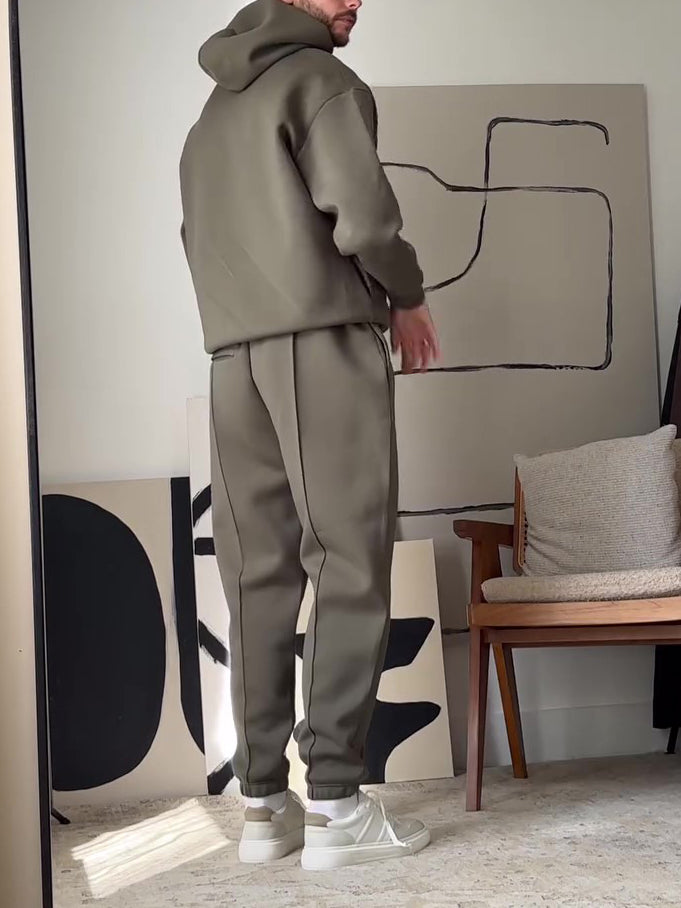 Men’s oversized hoodie and matching jogger set with a clean minimalist look, relaxed fit, and soft everyday comfort