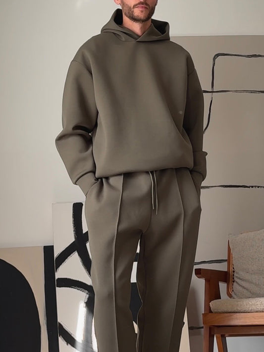 Men’s oversized hoodie and matching jogger set with a clean minimalist look, relaxed fit, and soft everyday comfort