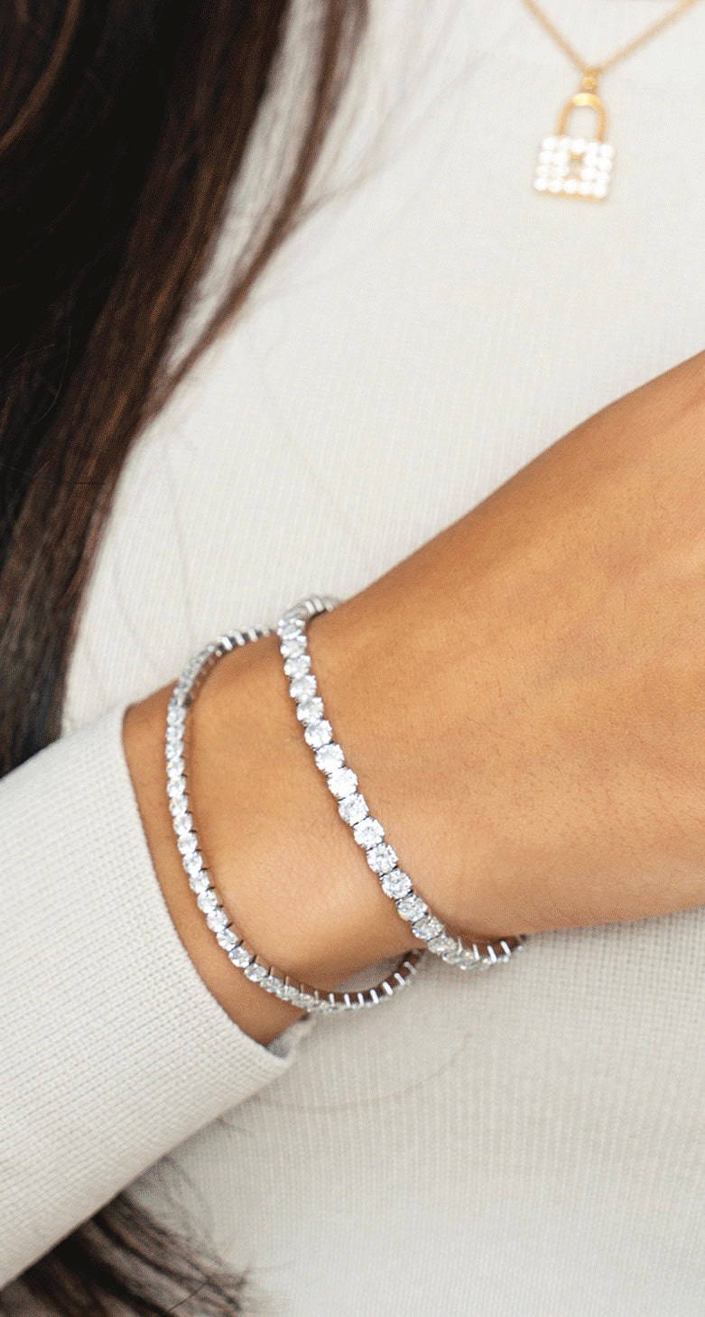 Classic Chloe Round-Stone Tennis Bracelet — Silver-Tone