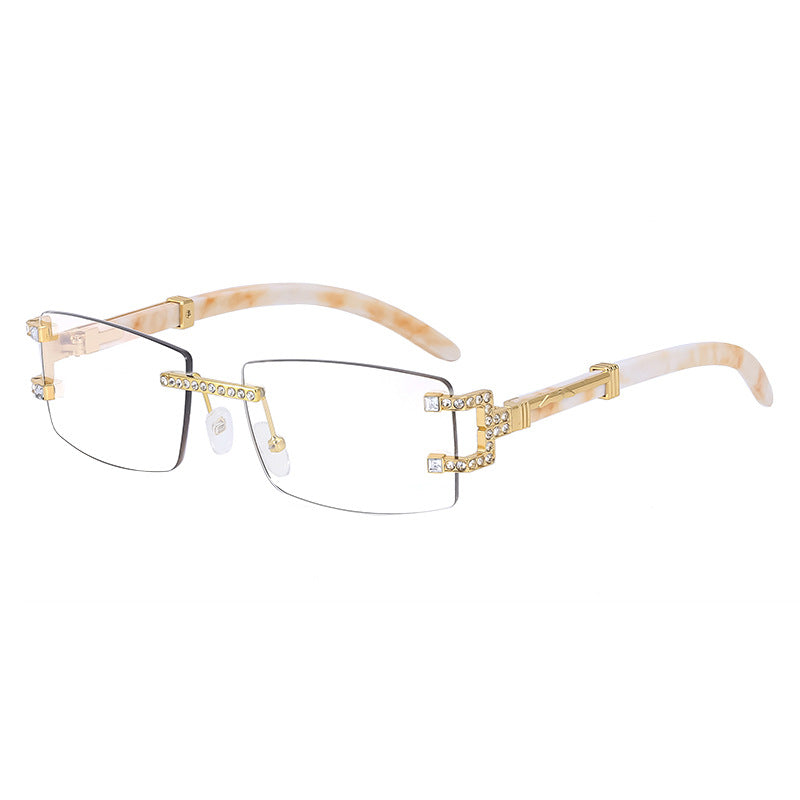 Fashion Frameless Diamond-inspired, Rhinestone Gradient Sunglasses