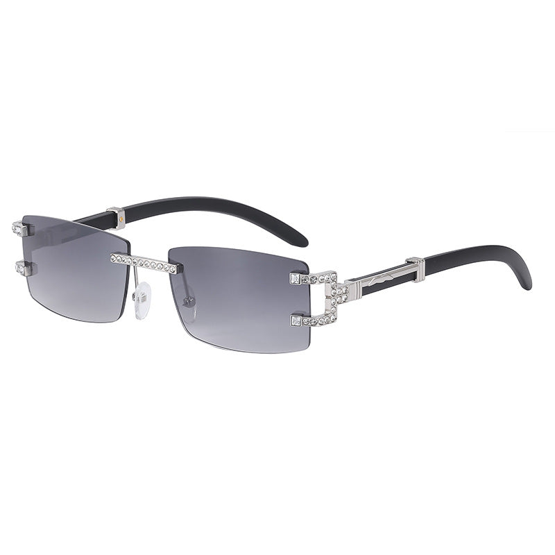 Fashion Frameless Diamond-inspired, Rhinestone Gradient Sunglasses