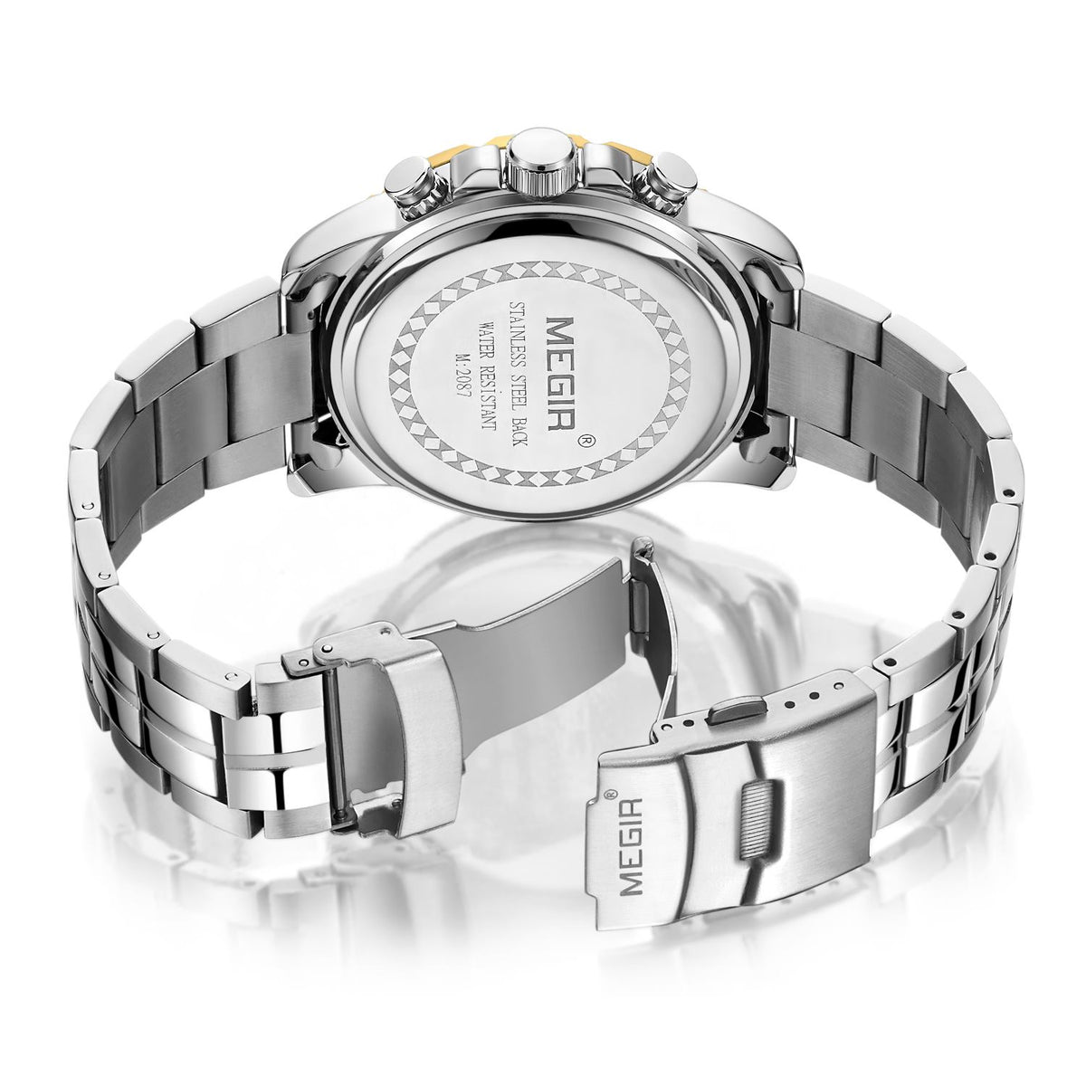 MEGIR Men’s Chronograph Watch — Silver-Tone & Black