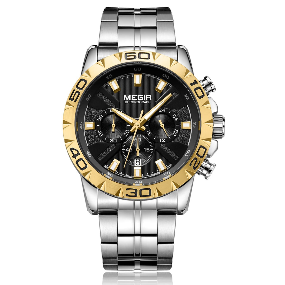MEGIR Men’s Chronograph Watch — Silver-Tone & Black