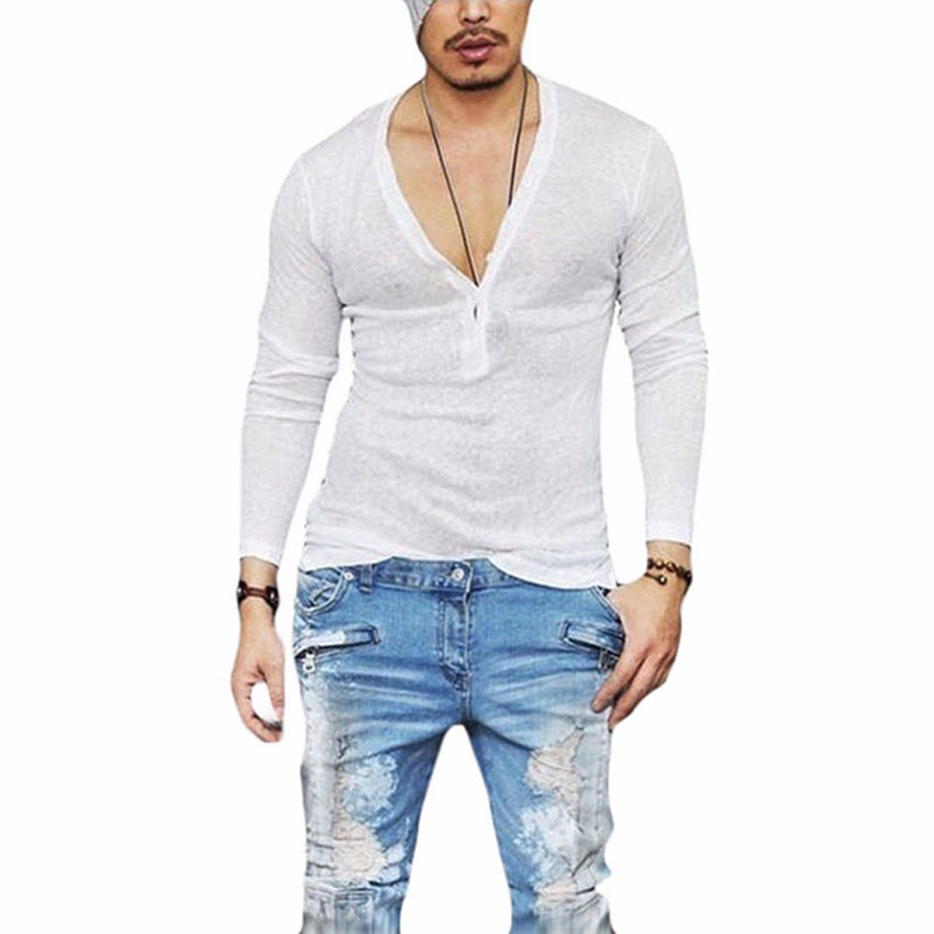 Men’s Slim Fit Long Sleeve Henley Shirt