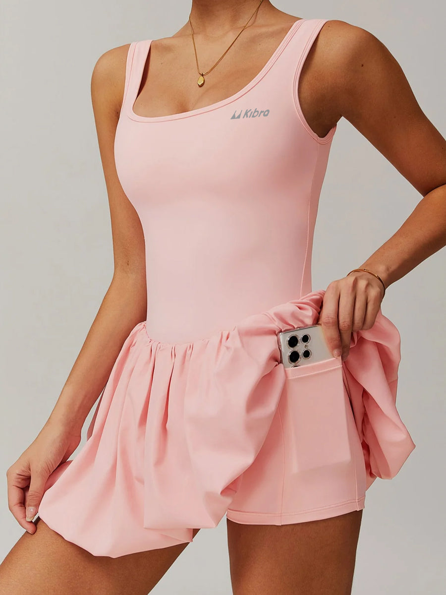 HOT-Bubble Tennis Dress- White/Blue/Pink/Black