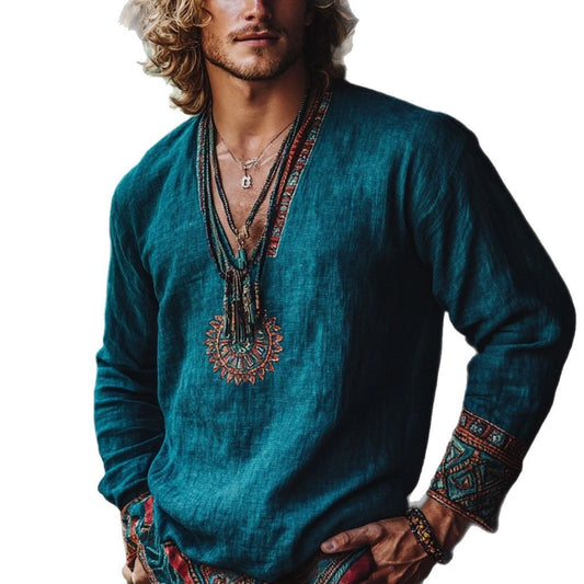 Boho Style Vintage Printed Casual Long Sleeve Top