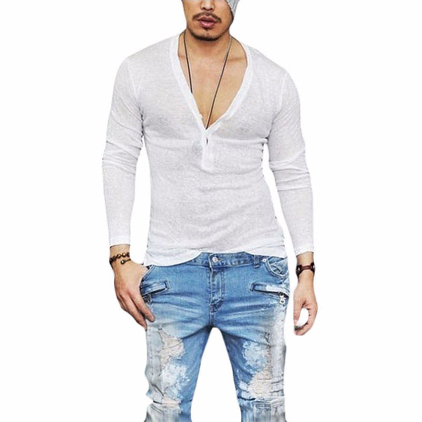 Men’s Slim Fit Long Sleeve Henley Shirt