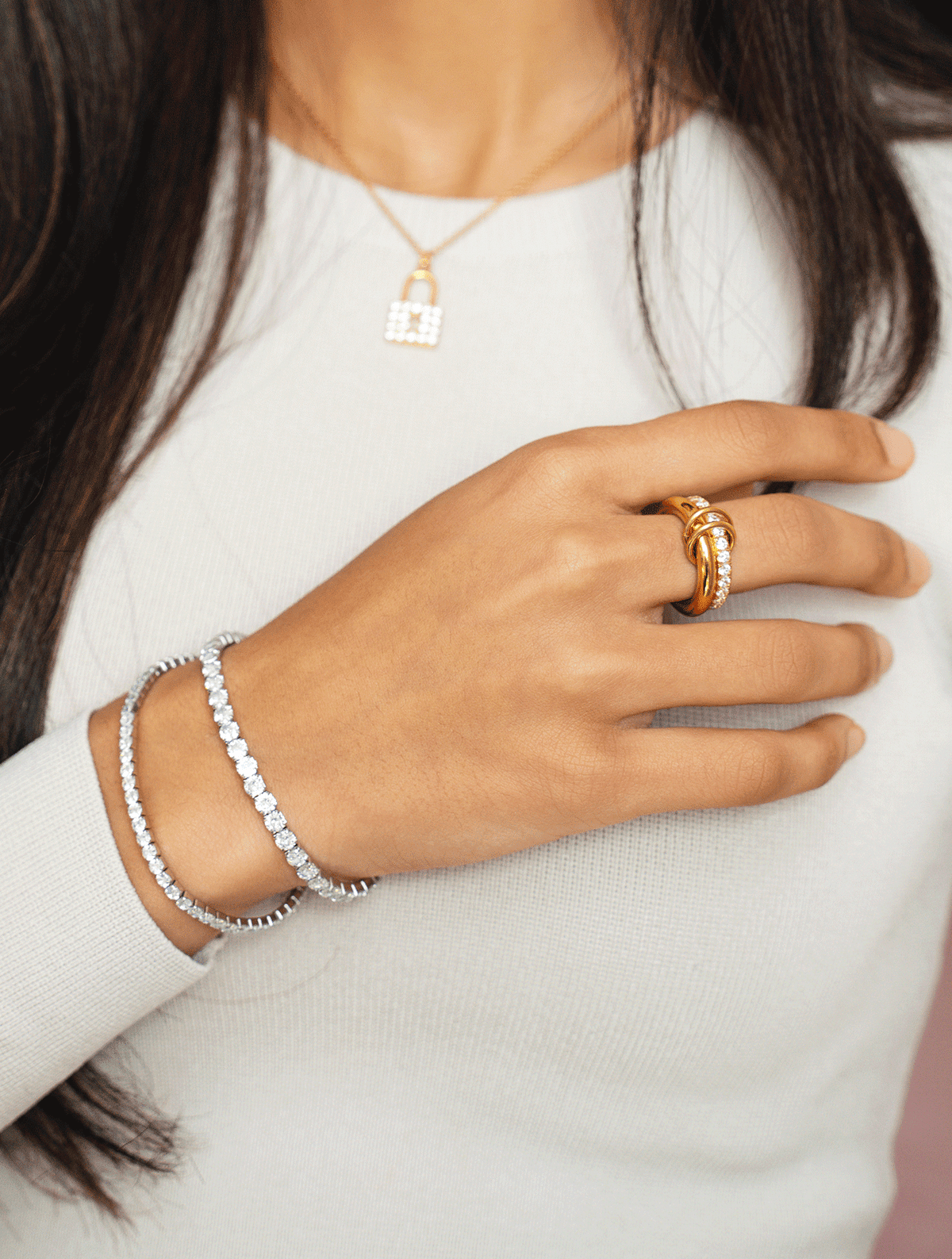 Classic Chloe Round-Stone Tennis Bracelet — Silver-Tone