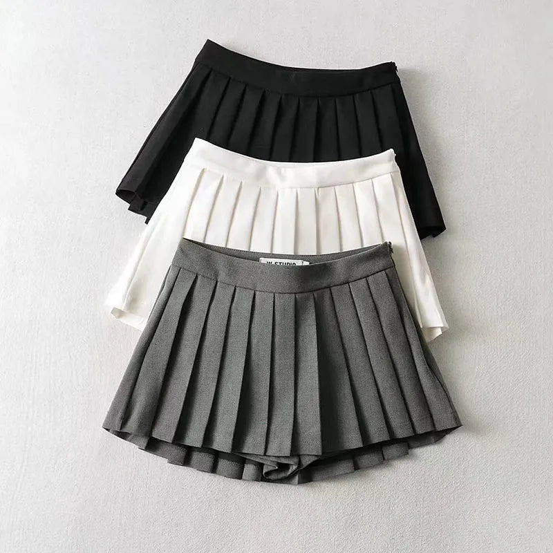 Women’s Pleated Mini/Tennis Skirt — White/Beige/Black/Gray