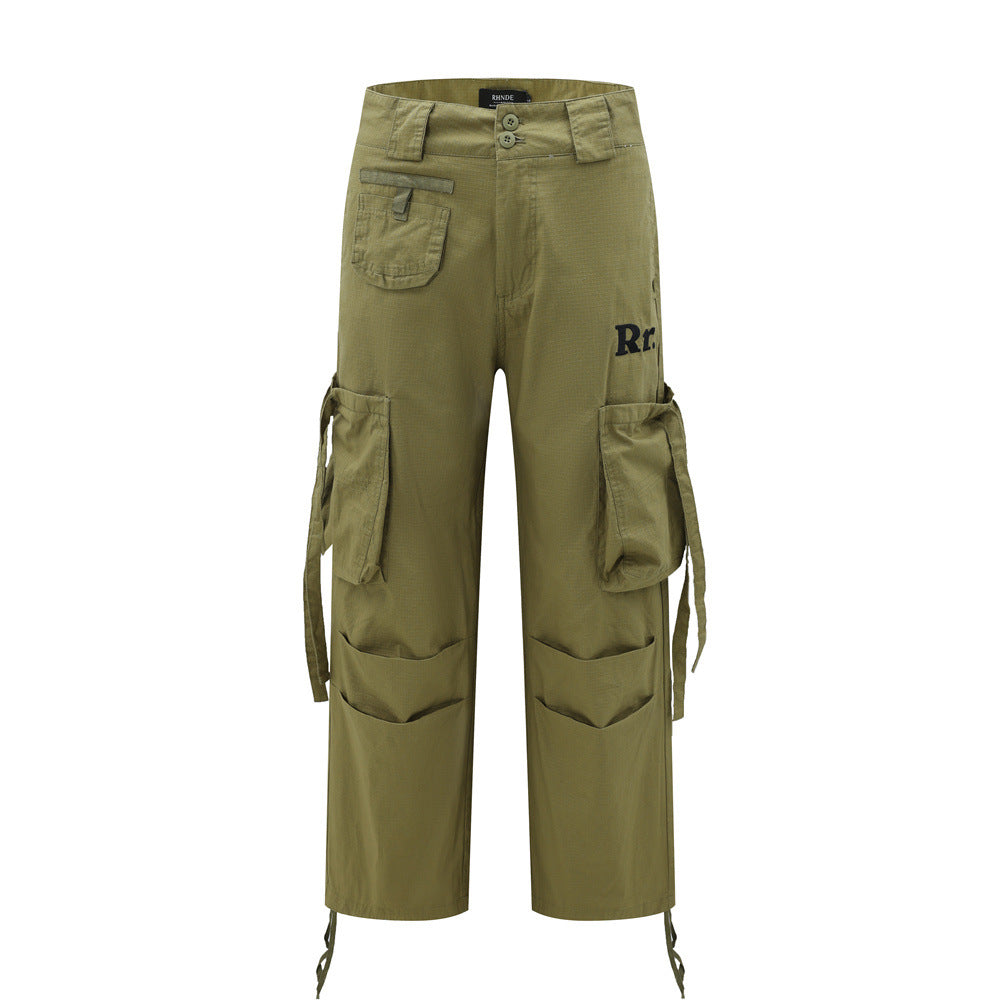 Men’s Wide-Leg, Baggy-Style Cotton Cargo Pants with Utility Pockets