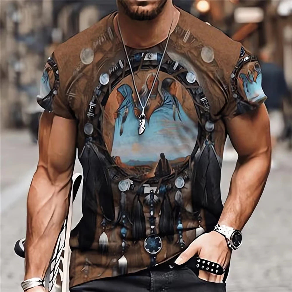 Men's 3D Digital Print Short Sleeve Shirt