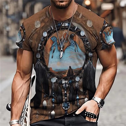 Men's 3D Digital Print Short Sleeve Shirt
