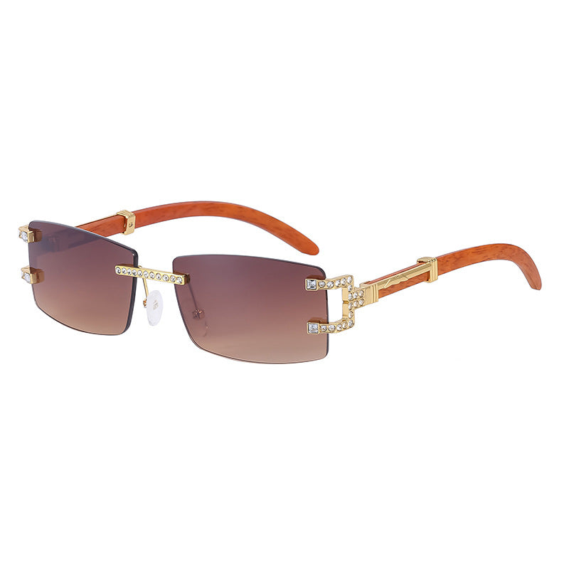 Fashion Frameless Diamond-inspired, Rhinestone Gradient Sunglasses