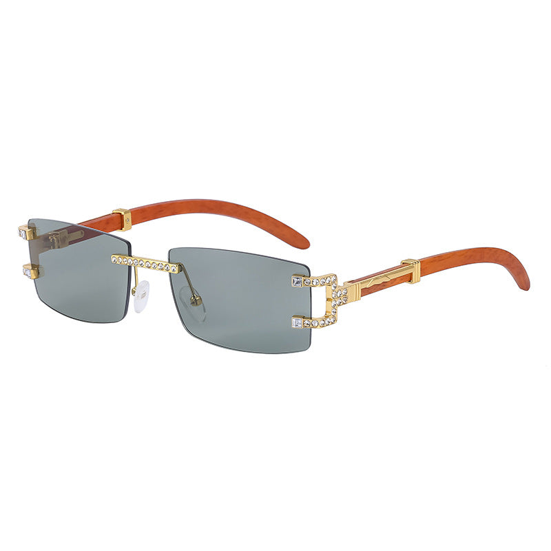 Fashion Frameless Diamond-inspired, Rhinestone Gradient Sunglasses