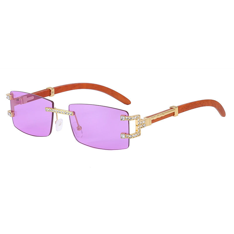 Fashion Frameless Diamond-inspired, Rhinestone Gradient Sunglasses