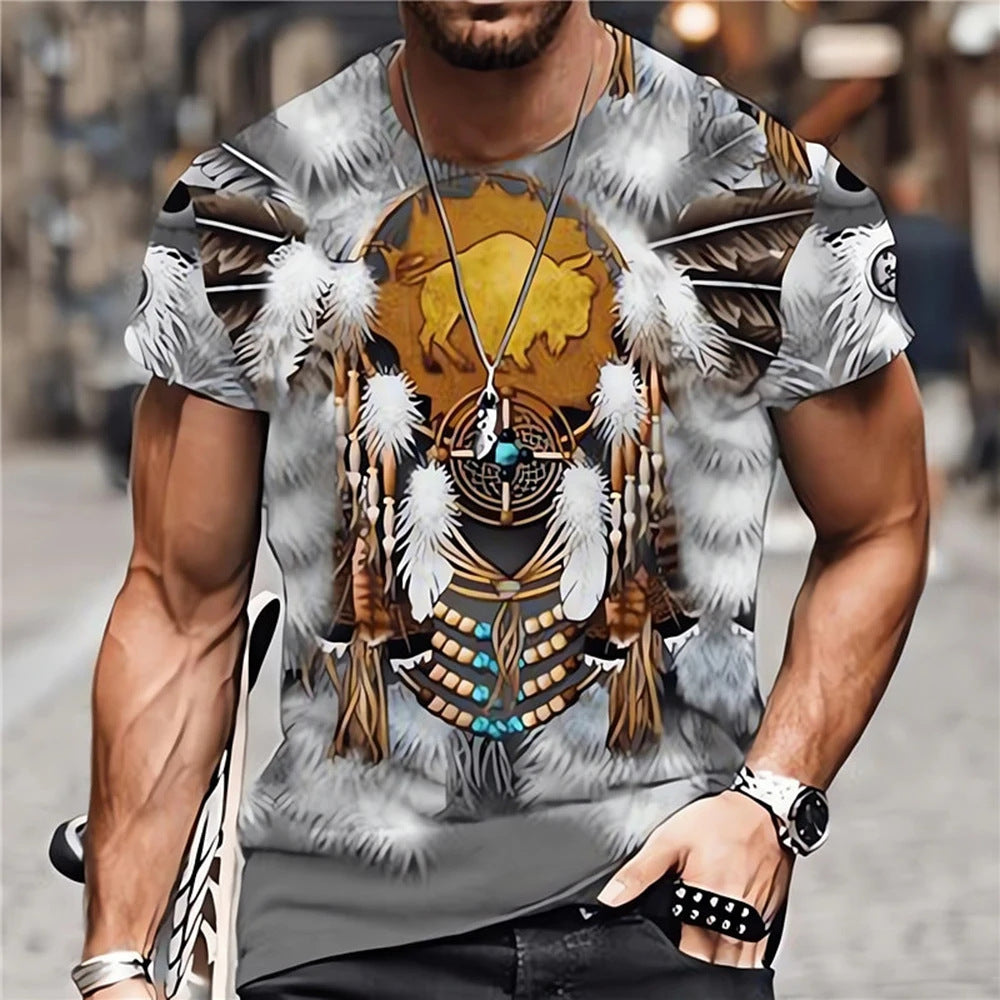 Men's 3D Digital Print Short Sleeve Shirt