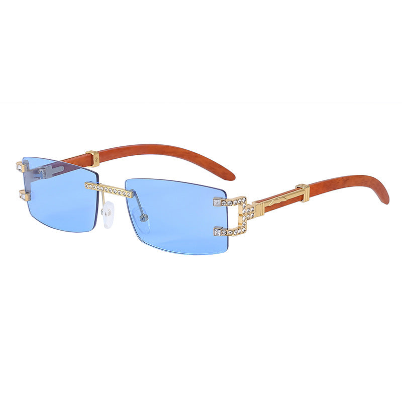 Fashion Frameless Diamond-inspired, Rhinestone Gradient Sunglasses