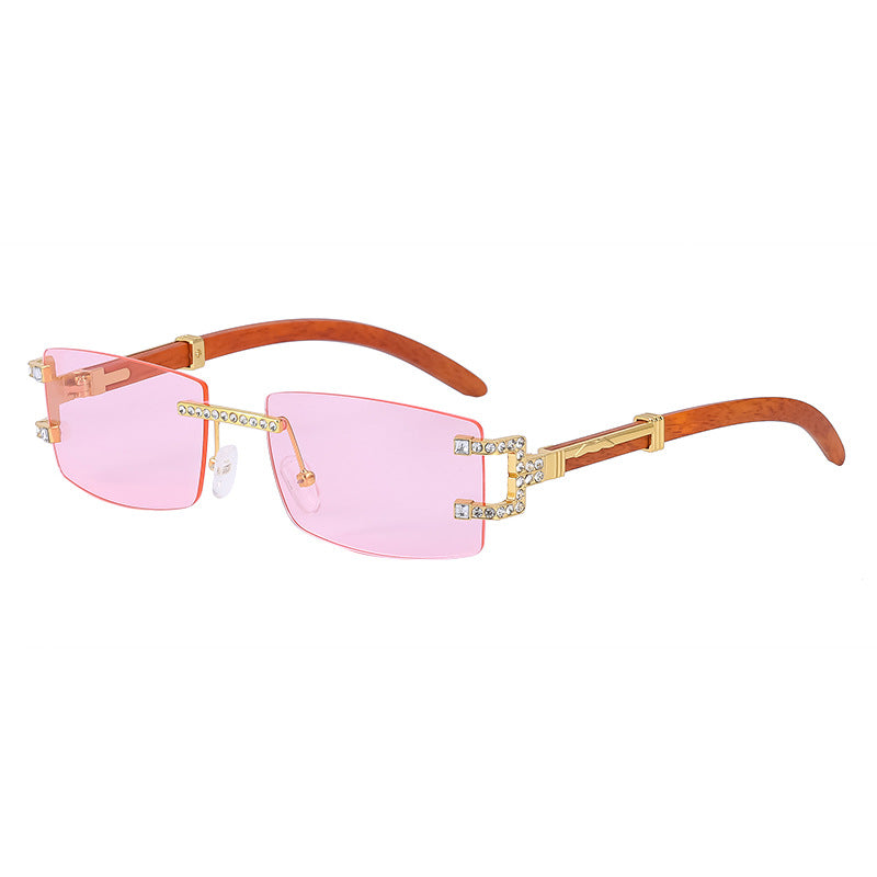 Fashion Frameless Diamond-inspired, Rhinestone Gradient Sunglasses