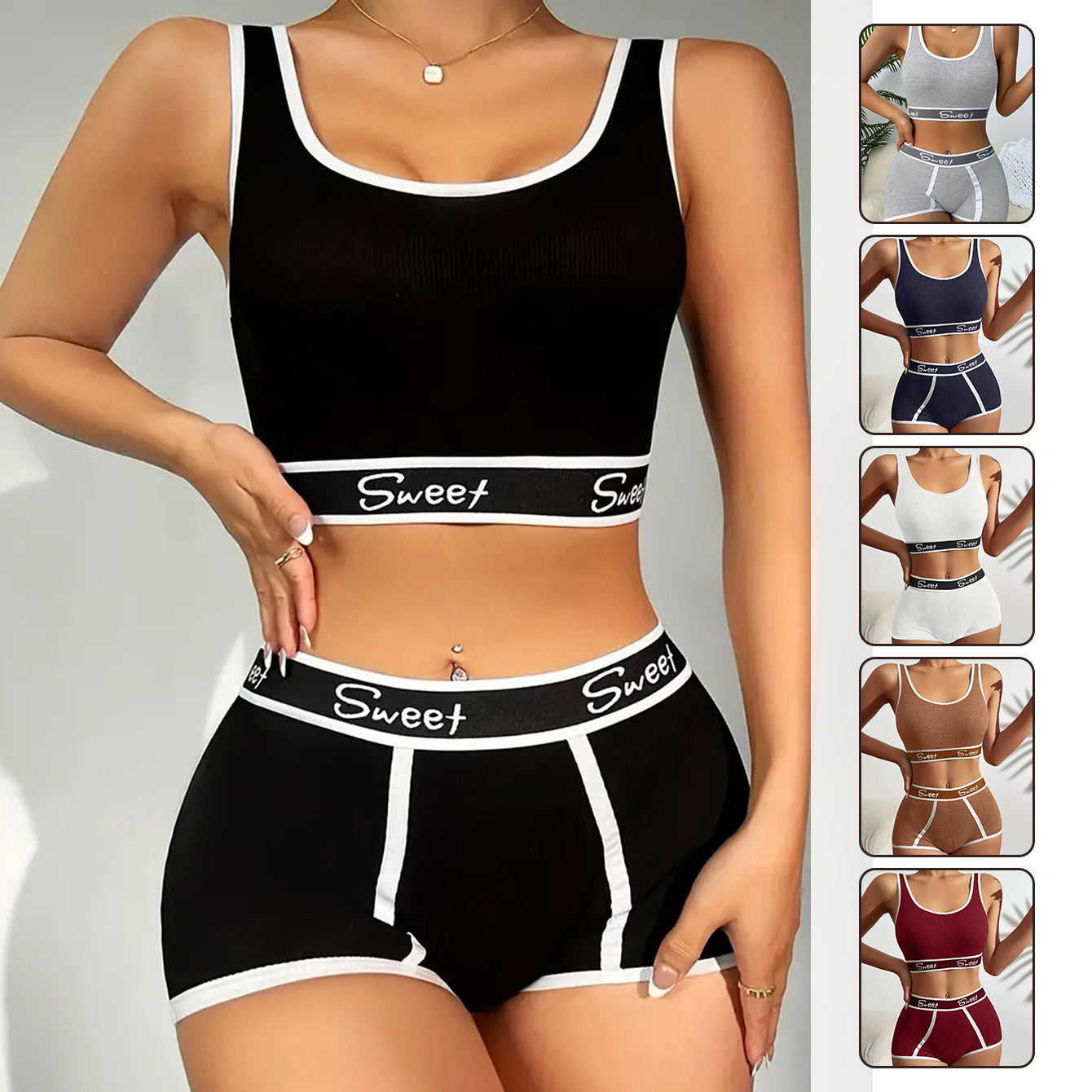 Sporty-chic 2-piece womens' underwear set